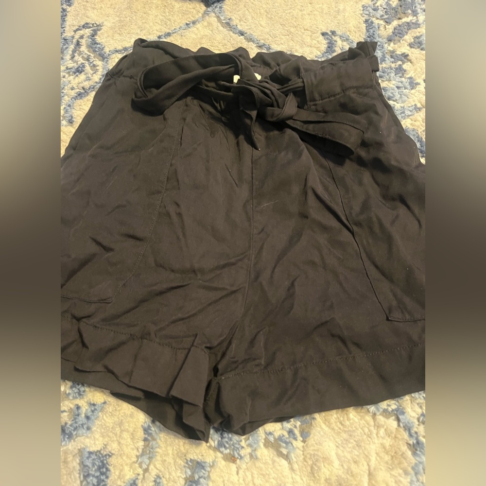 Women's Black Tie-Waist Shorts